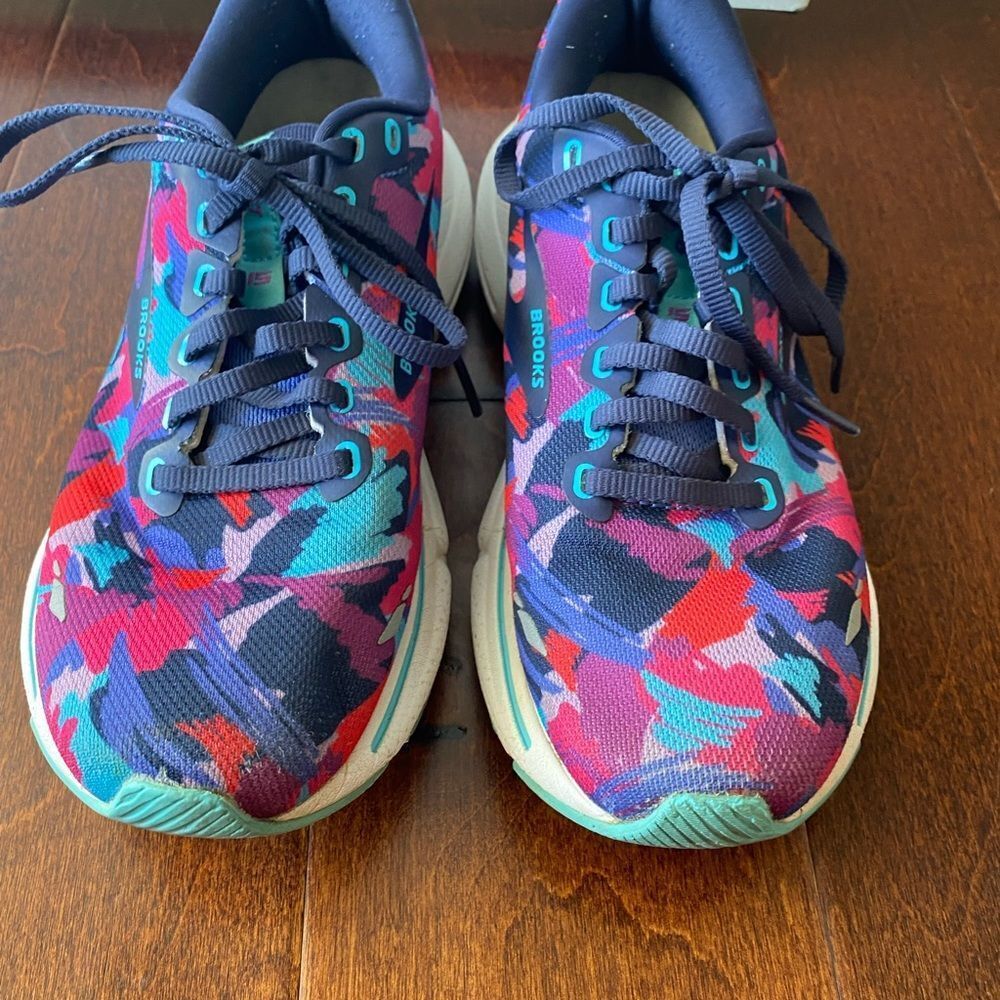 Brooks Ghost 15 Womens 7.5 Shoes Running Walking Blue Pink Geometric 1203801B423 - Picture 3 of 6